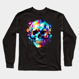 Colored Skull Design in Vibrant Vector Style Long Sleeve T-Shirt